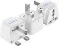 UK, Hong Kong, Ireland, UAE Travel Plug Adapter (Type G) - 3 Pack [Grounded & Universal] (GP-7-3PK), White, Standard